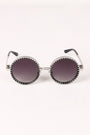 Spike Accent Circular Lens Metal Framed Sunglasses