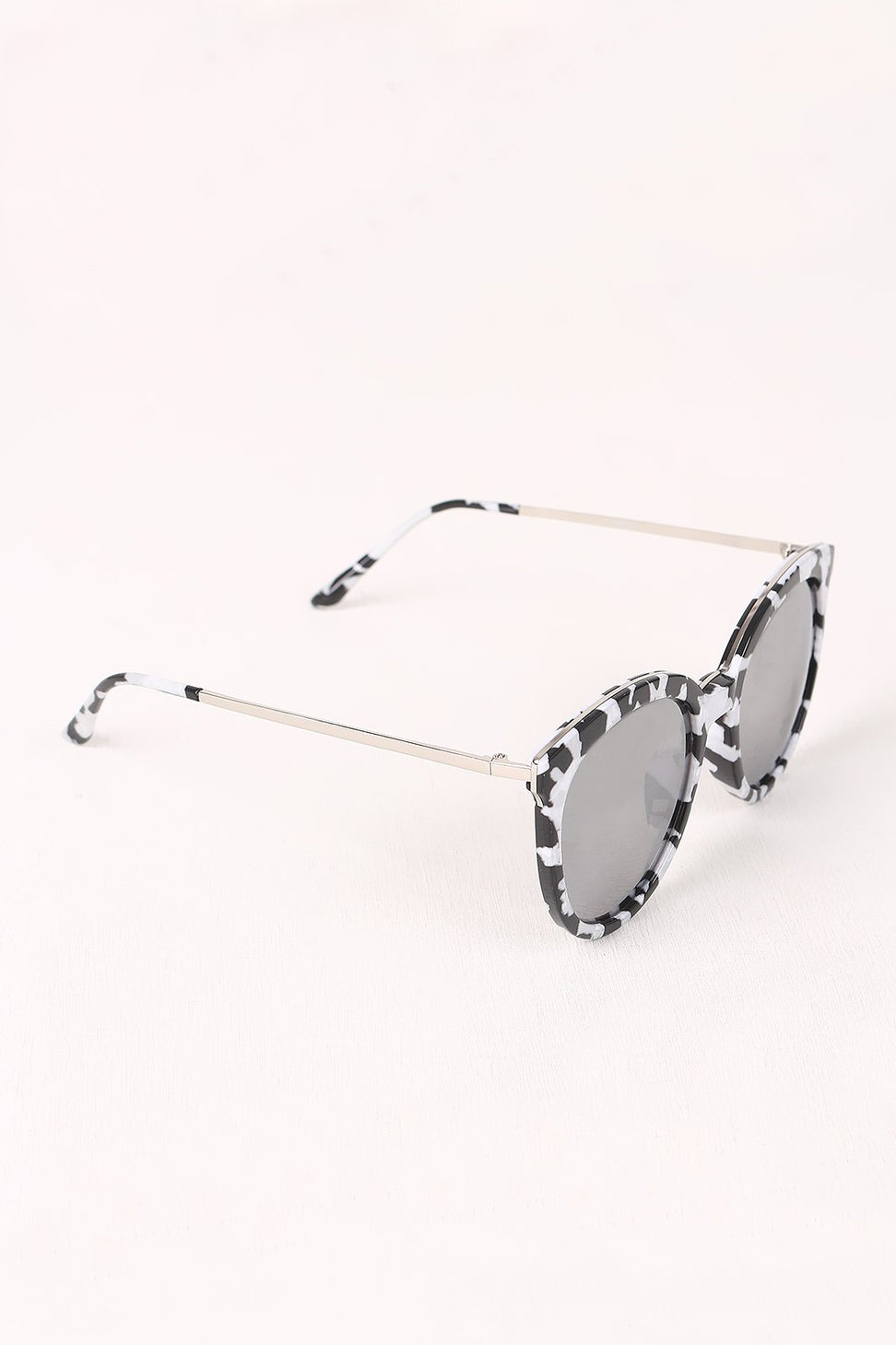 Printed Plastic Frame Mirrored Wayfarer Sunglasses