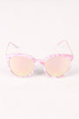 Printed Plastic Frame Mirrored Wayfarer Sunglasses