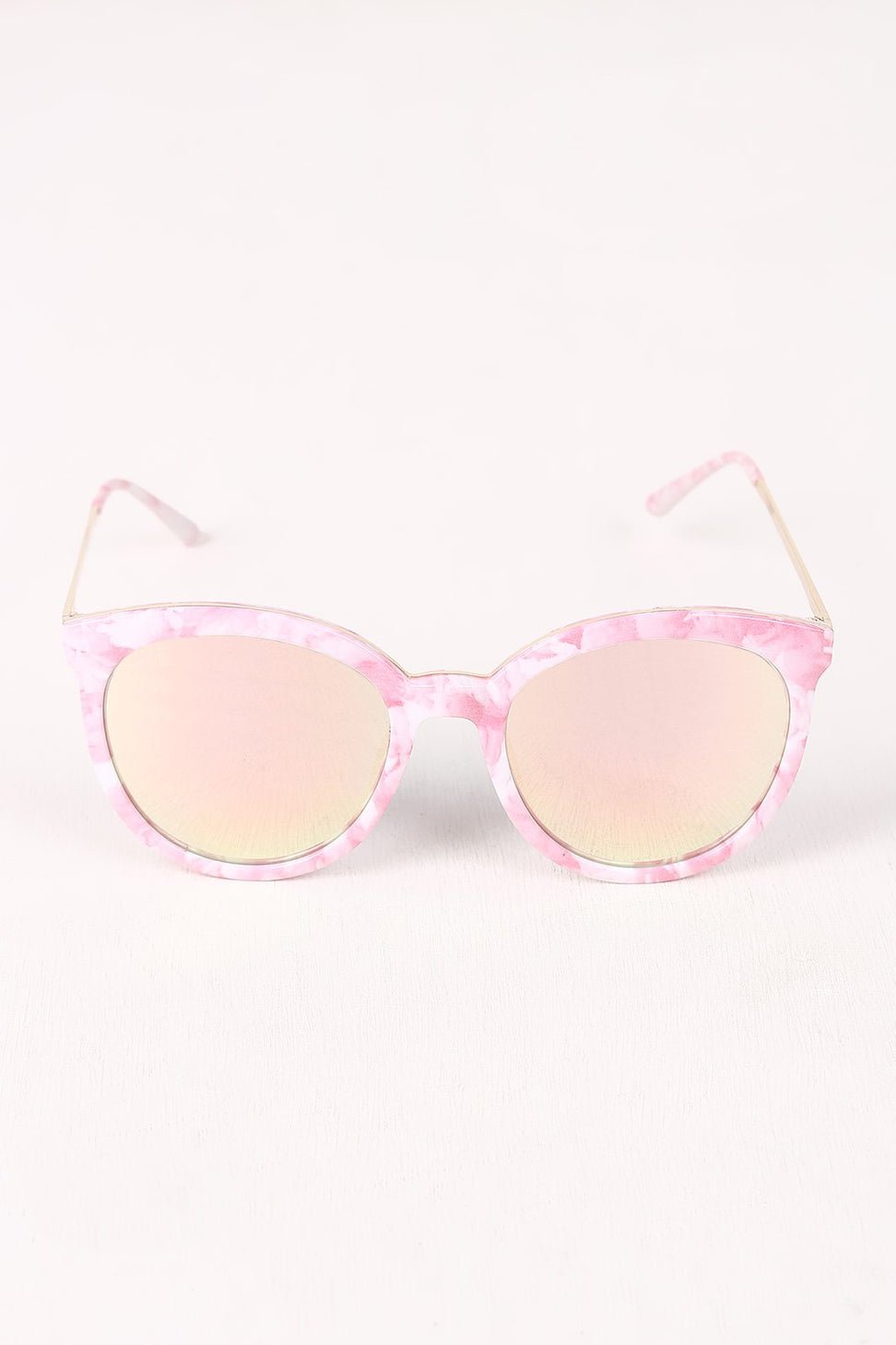 Printed Plastic Frame Mirrored Wayfarer Sunglasses
