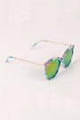 Printed Plastic Frame Mirrored Wayfarer Sunglasses