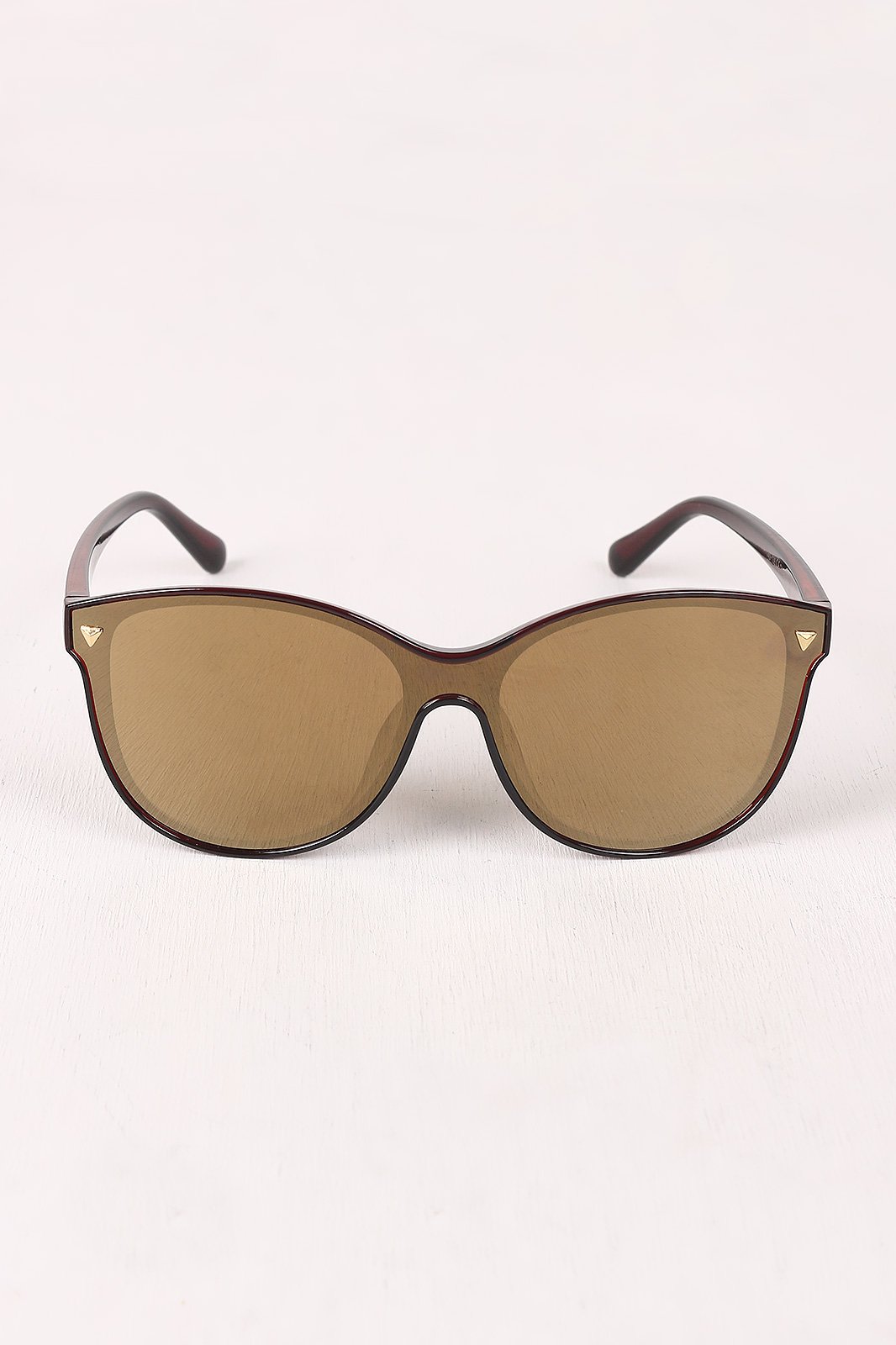 Stud Accent Mirrored Plastic Frame Wayfarer Sunglasses