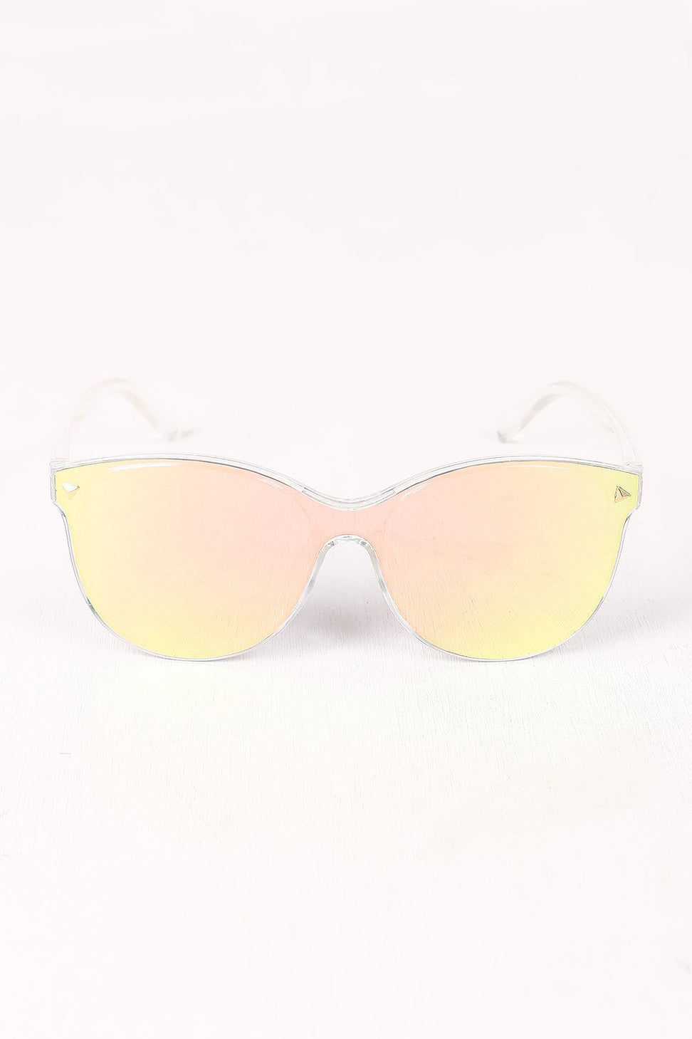 Stud Accent Mirrored Plastic Frame Wayfarer Sunglasses
