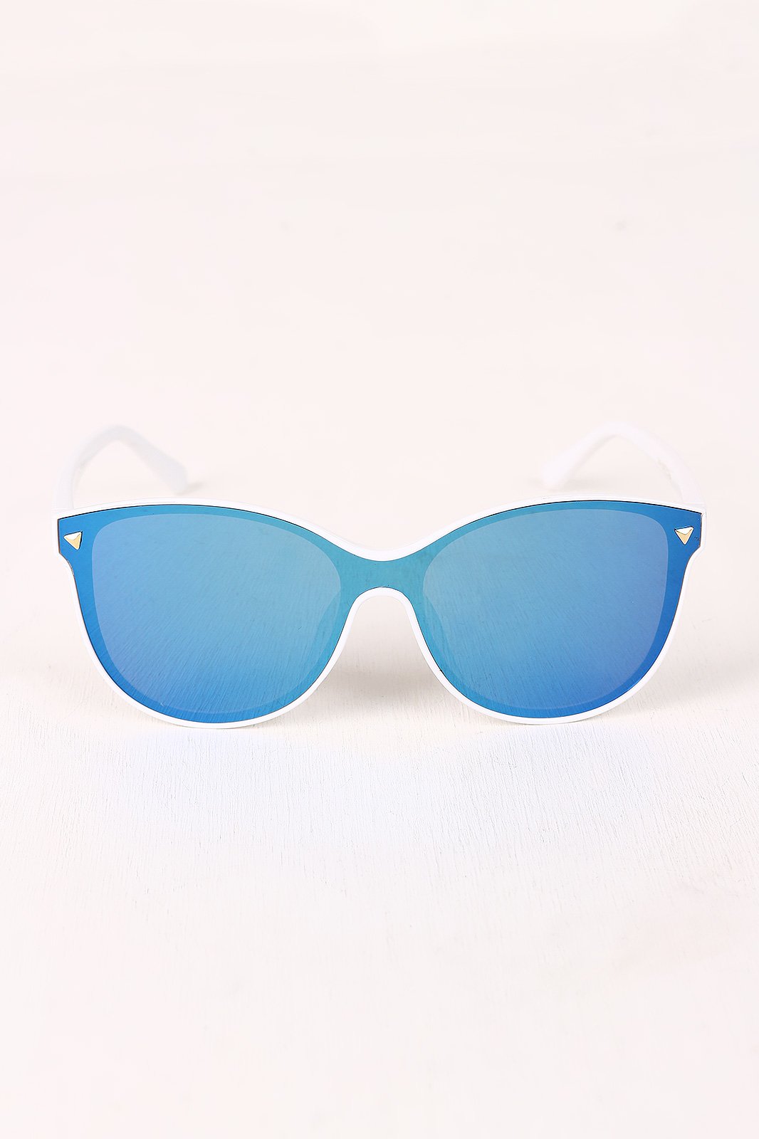 Stud Accent Mirrored Plastic Frame Wayfarer Sunglasses