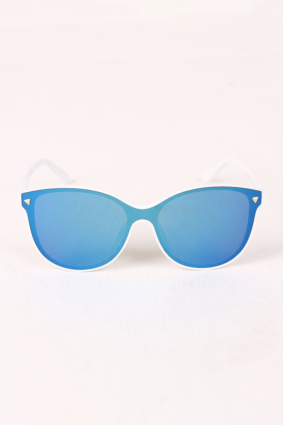 Stud Accent Mirrored Plastic Frame Wayfarer Sunglasses