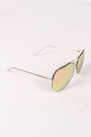 Mirrored Gradient Aviator Sunglasses