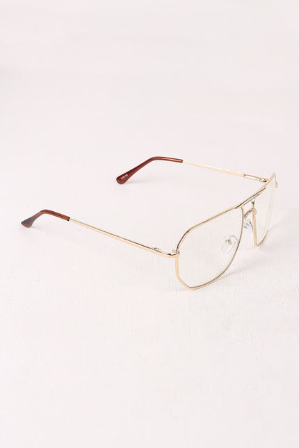 Clear Lens Geometric Aviator Glasses