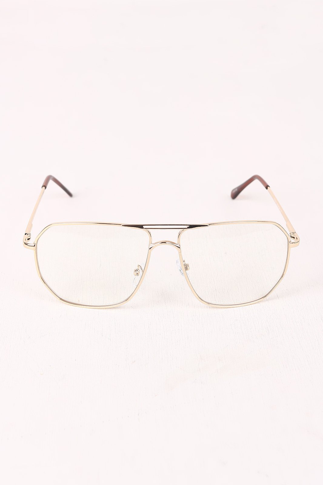 Clear Lens Geometric Aviator Glasses