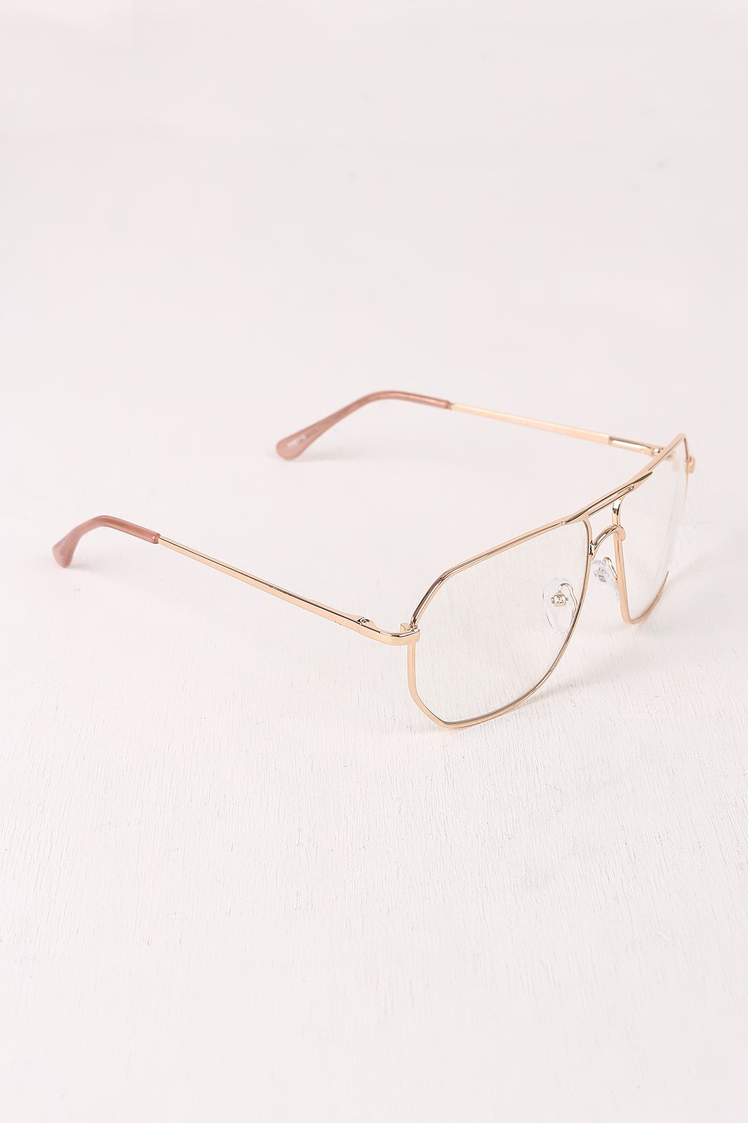 Clear Lens Geometric Aviator Glasses