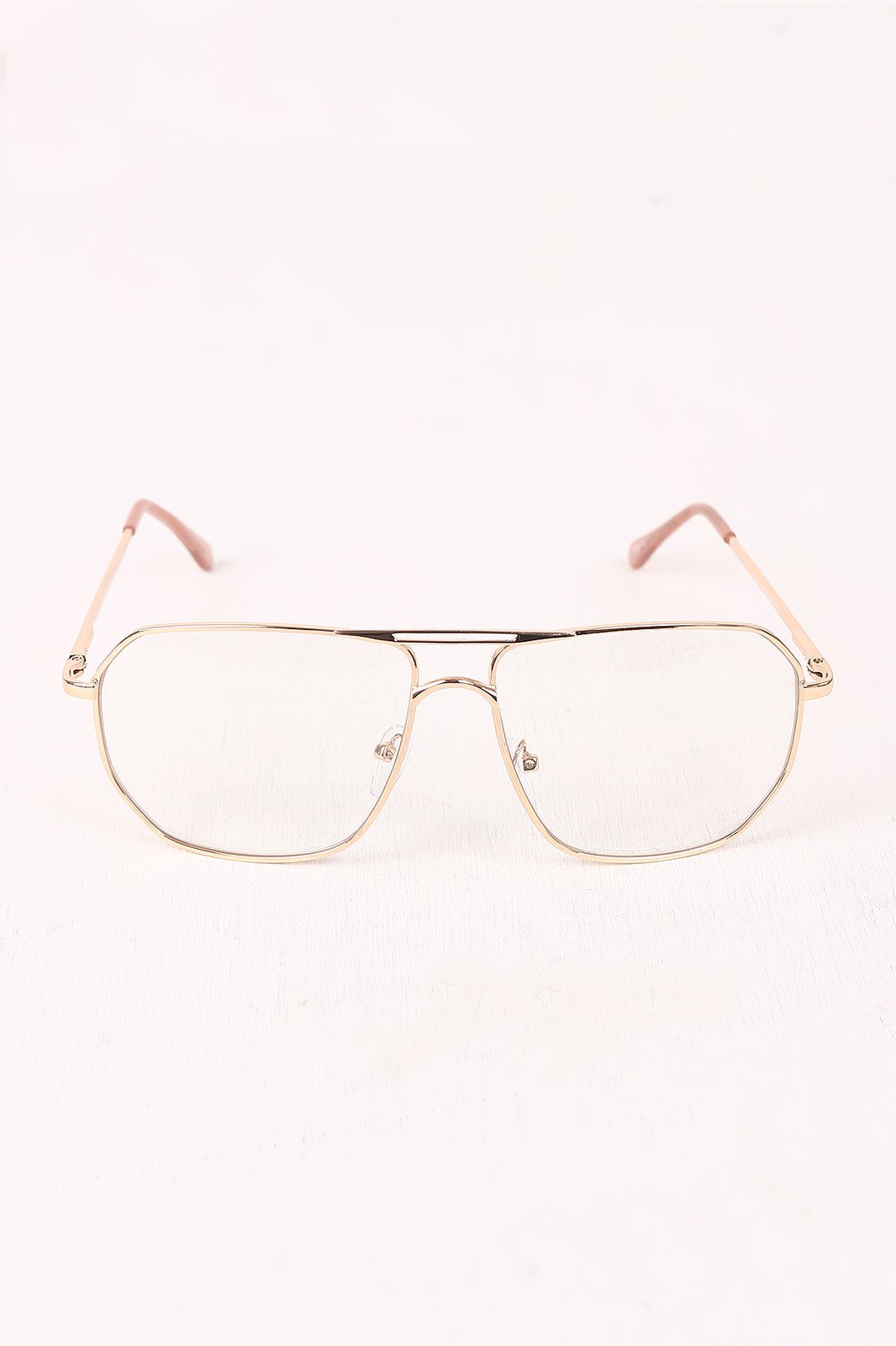Clear Lens Geometric Aviator Glasses