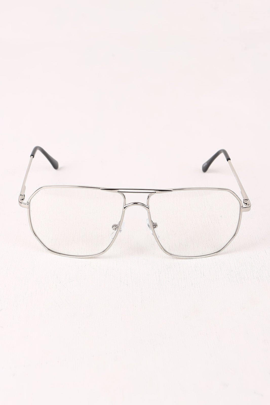 Clear Lens Geometric Aviator Glasses