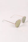 Wire Framed Mirrored Lens Sunglasses