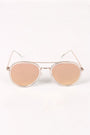 Wire Framed Mirrored Lens Sunglasses
