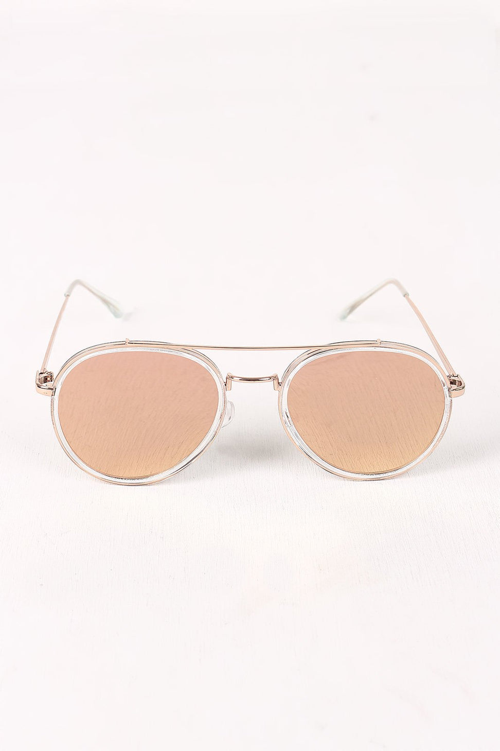 Wire Framed Mirrored Lens Sunglasses
