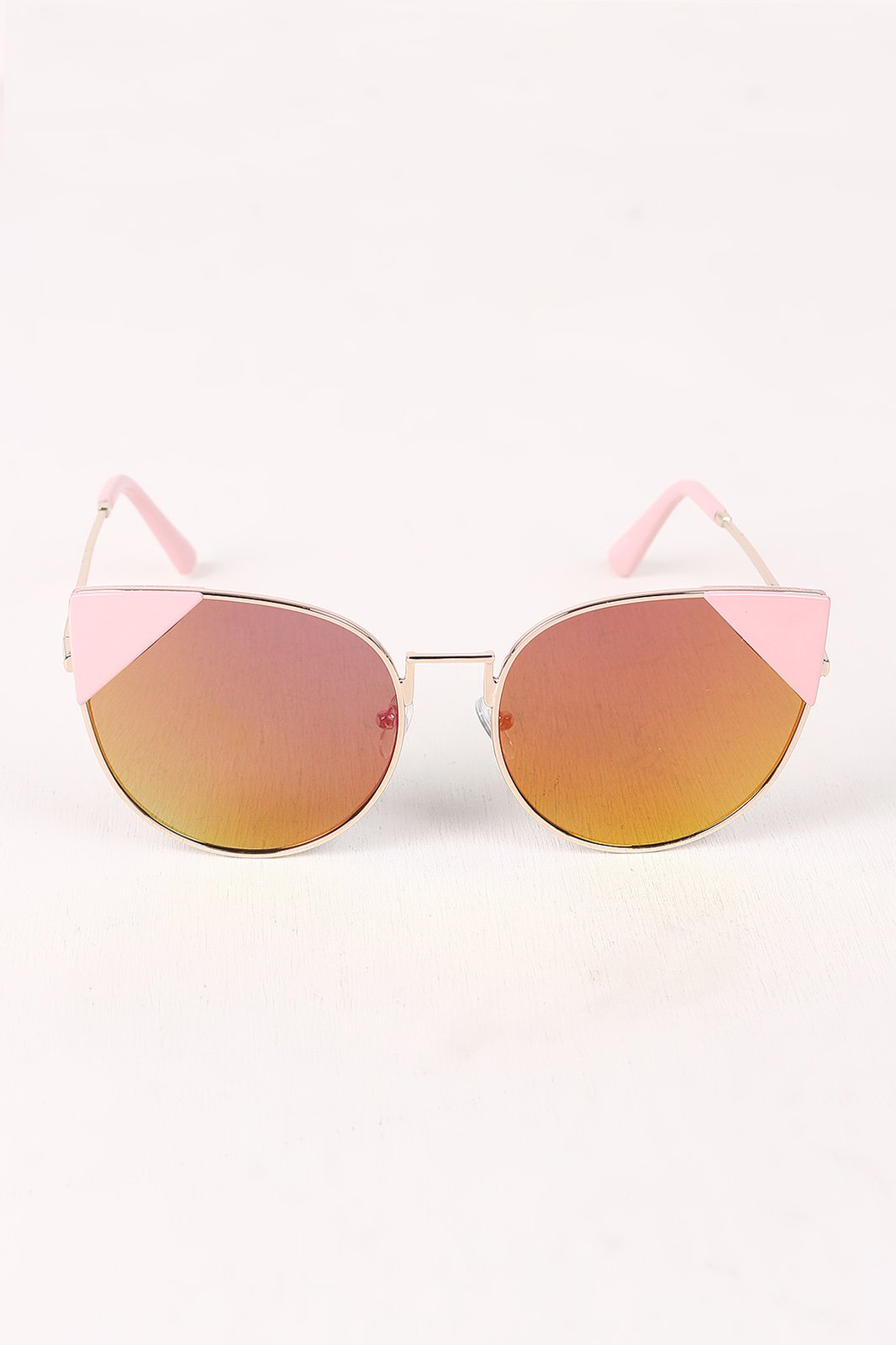 Wire Frame Mirrored Cat Eye Sunglasses