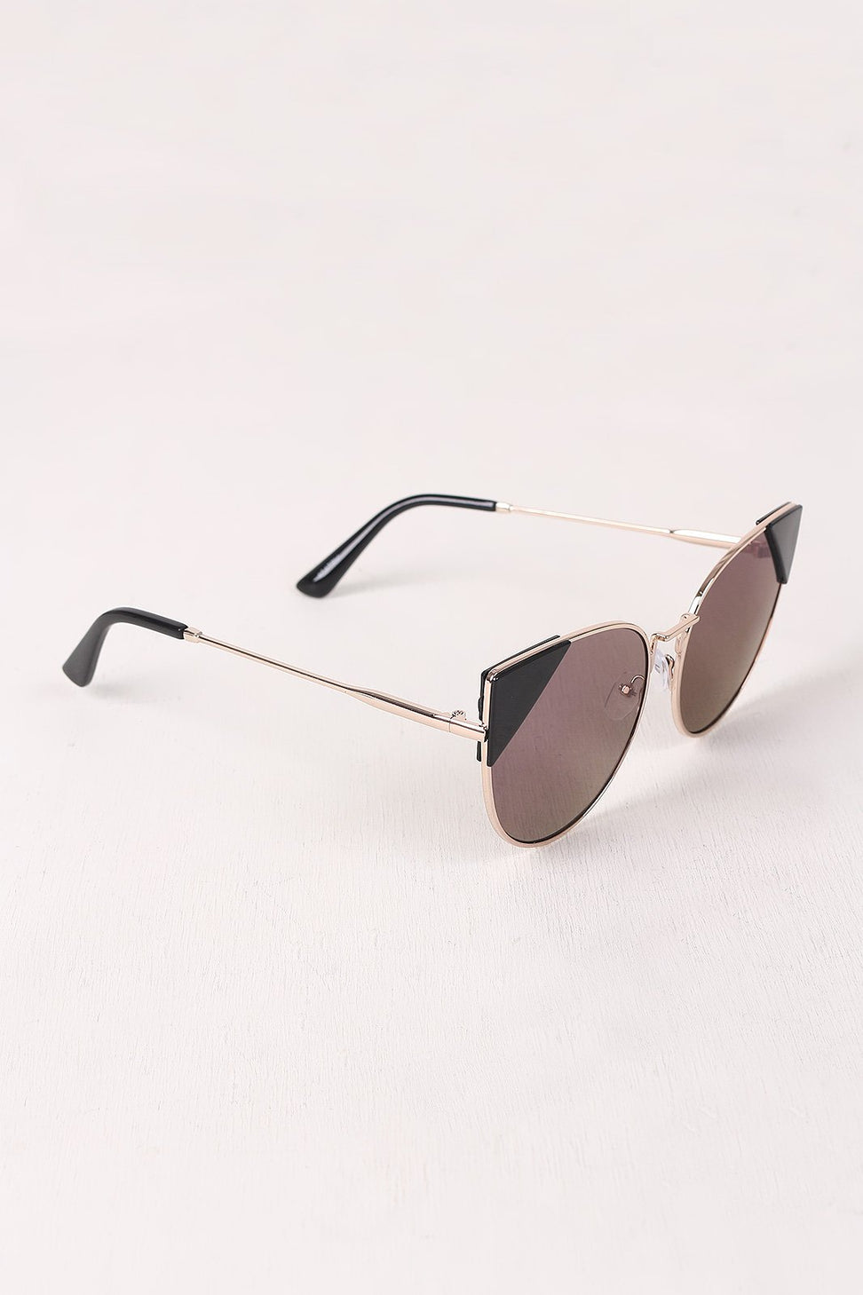 Wire Frame Mirrored Cat Eye Sunglasses