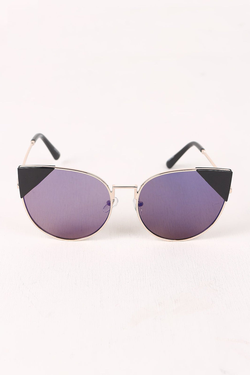 Wire Frame Mirrored Cat Eye Sunglasses