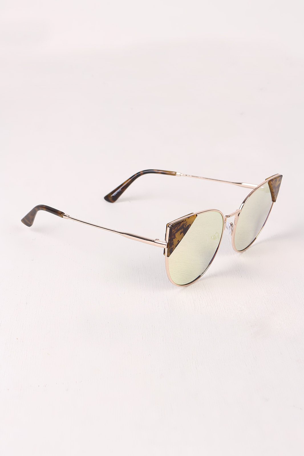 Wire Frame Mirrored Cat Eye Sunglasses