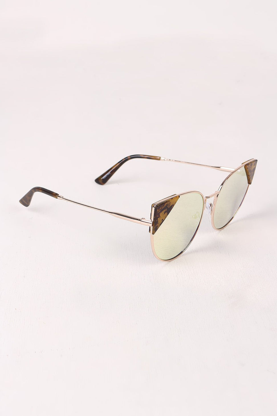 Wire Frame Mirrored Cat Eye Sunglasses