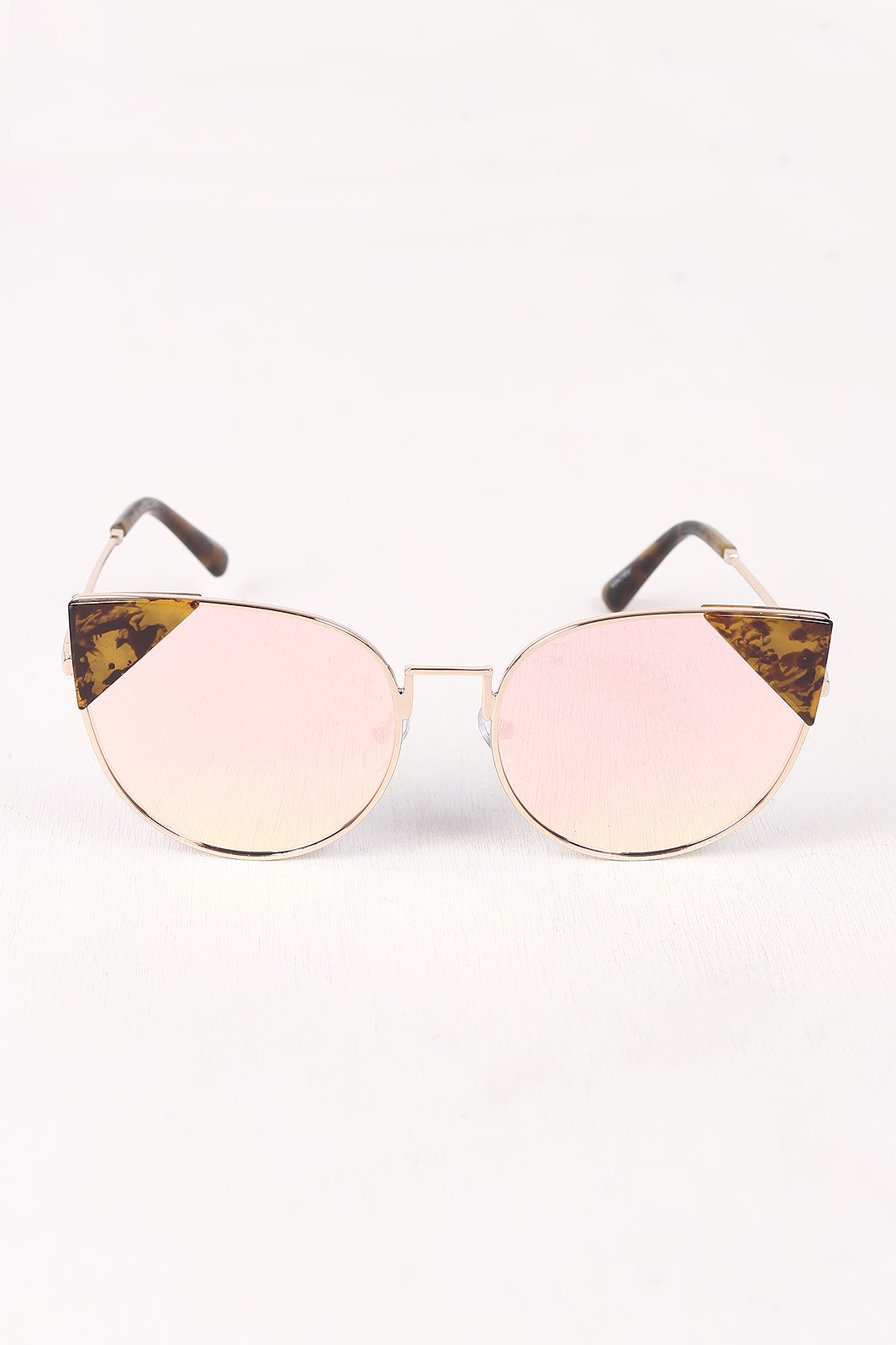 Wire Frame Mirrored Cat Eye Sunglasses