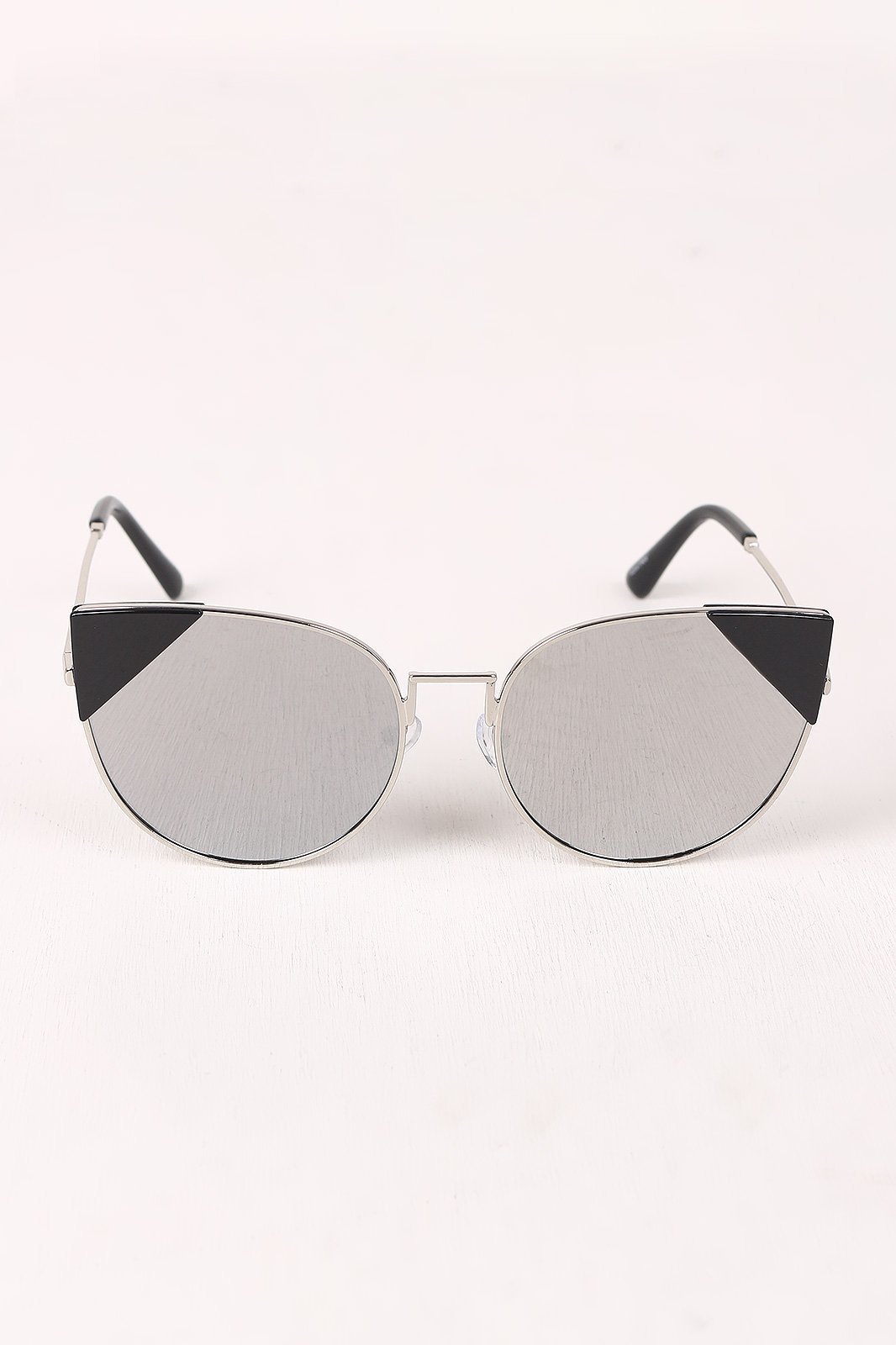 Wire Frame Mirrored Cat Eye Sunglasses