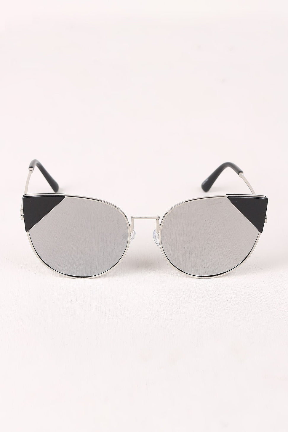 Wire Frame Mirrored Cat Eye Sunglasses
