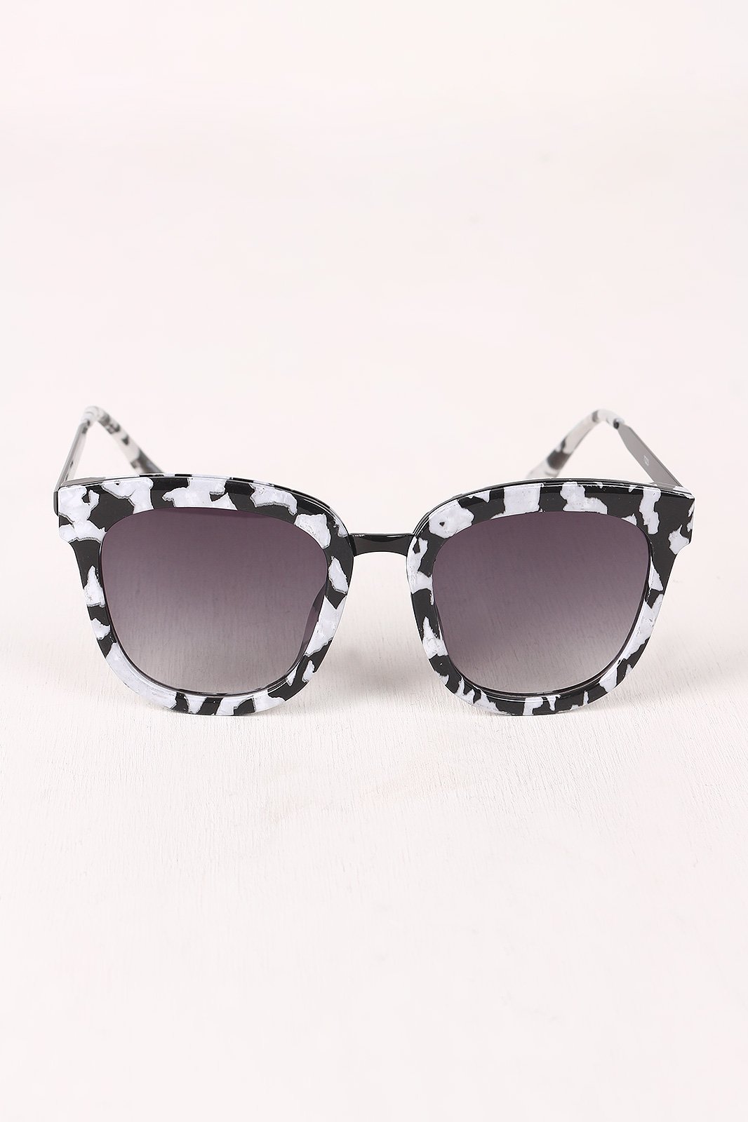 Marble Accent Plastic Frame Cat Eye Sunglasses