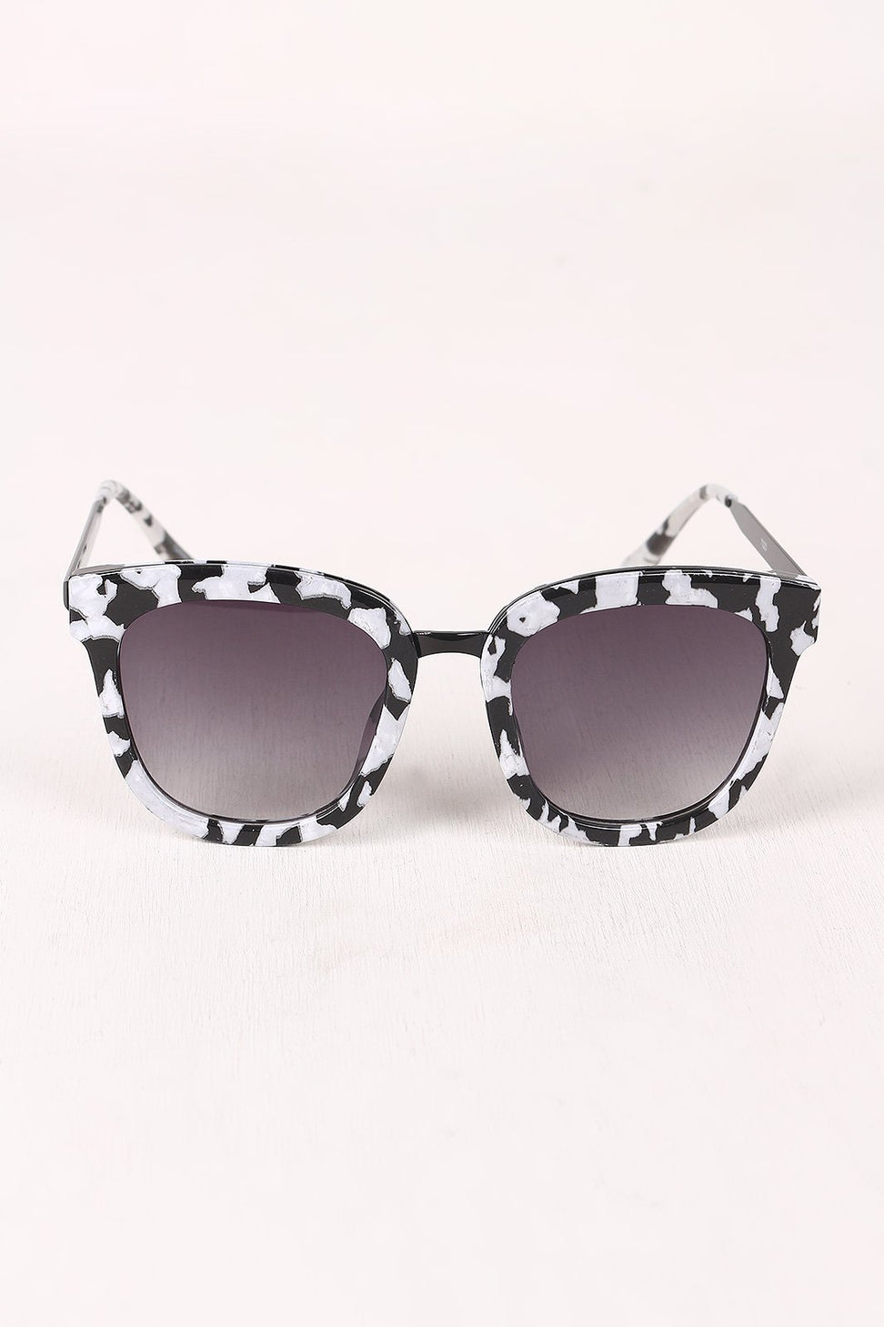 Marble Accent Plastic Frame Cat Eye Sunglasses