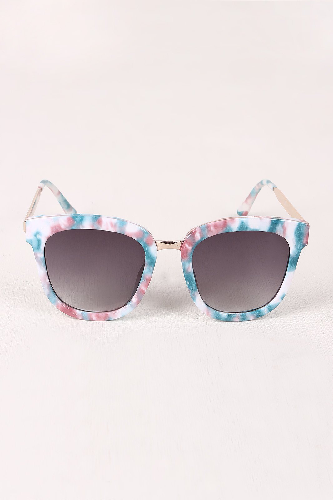 Marble Accent Plastic Frame Cat Eye Sunglasses