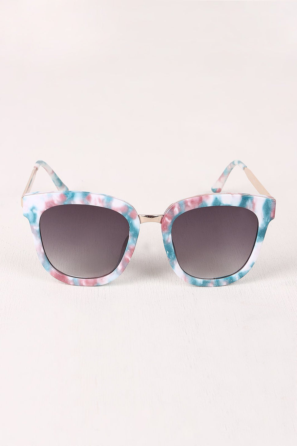 Marble Accent Plastic Frame Cat Eye Sunglasses