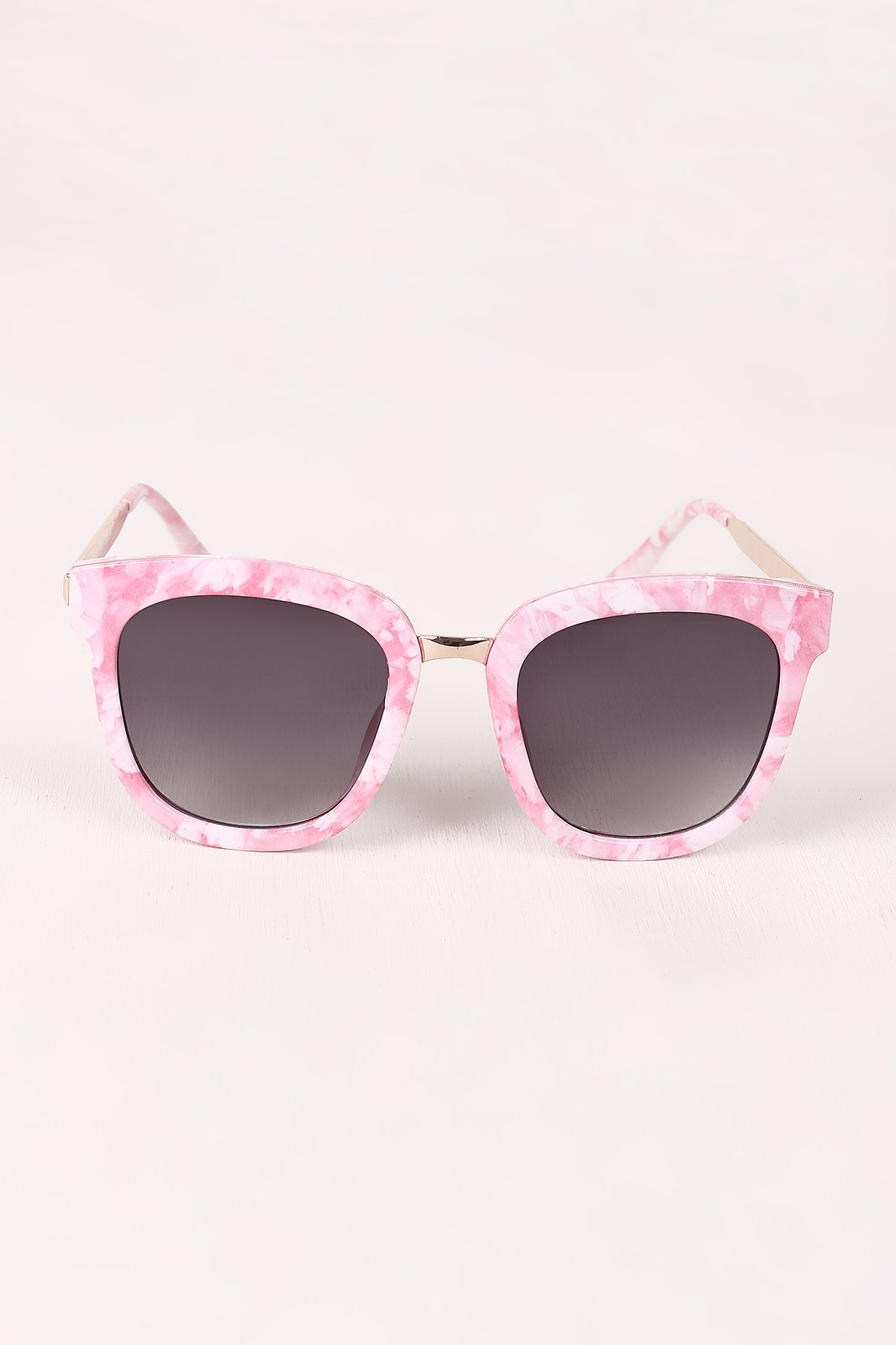 Marble Accent Plastic Frame Cat Eye Sunglasses