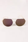 Semi-Rimless Double Bridge Laser Cut Round Sunglasses