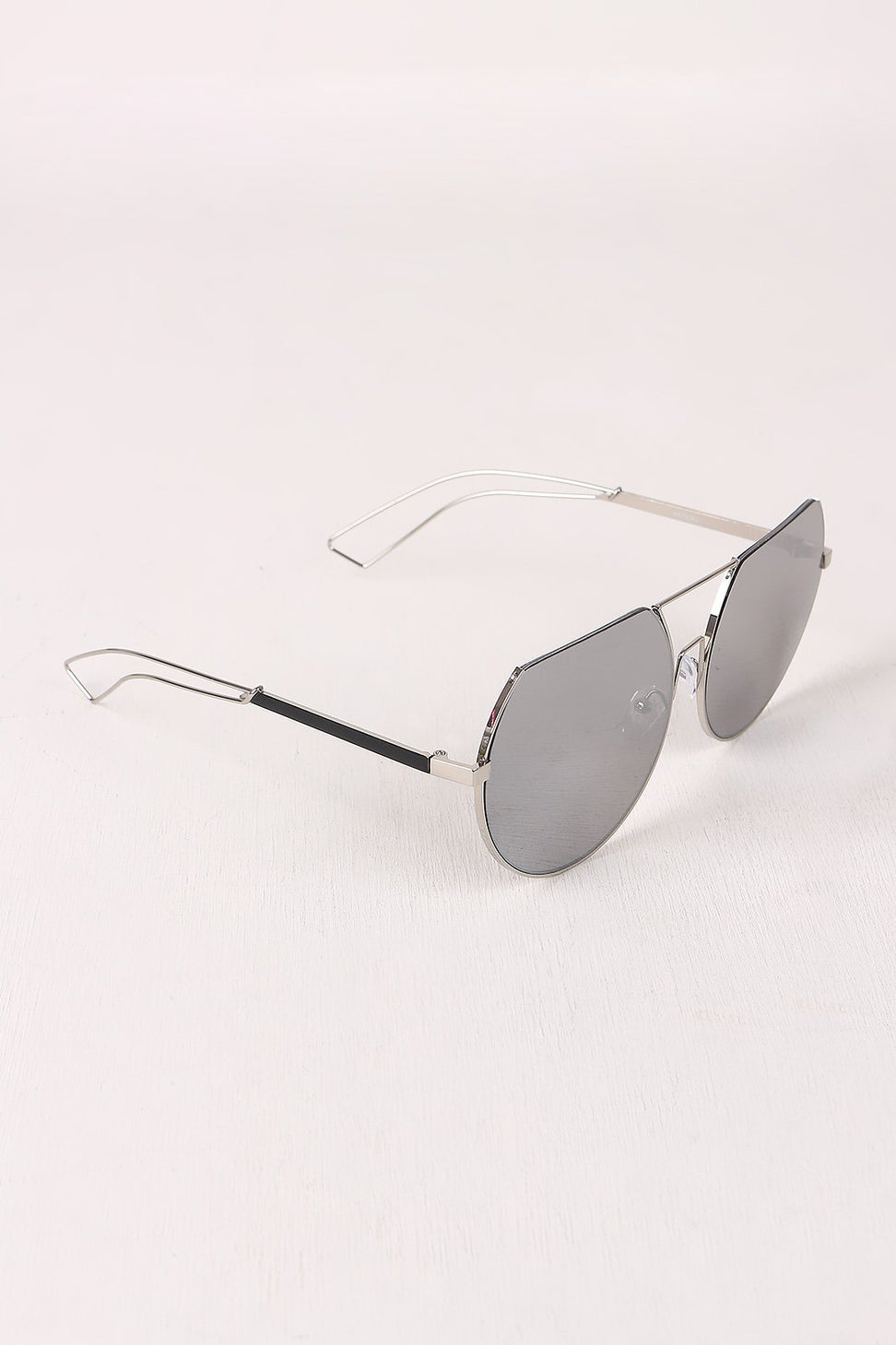 Semi-Rimless Double Bridge Laser Cut Round Sunglasses