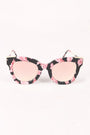 Printed Plastic Frame Metallic Accent Cat Eye Sunglasses