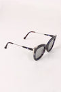 Printed Plastic Frame Metallic Accent Cat Eye Sunglasses