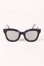 Printed Plastic Frame Metallic Accent Cat Eye Sunglasses