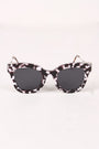 Printed Plastic Frame Metallic Accent Cat Eye Sunglasses