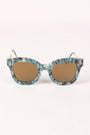 Printed Plastic Frame Metallic Accent Cat Eye Sunglasses
