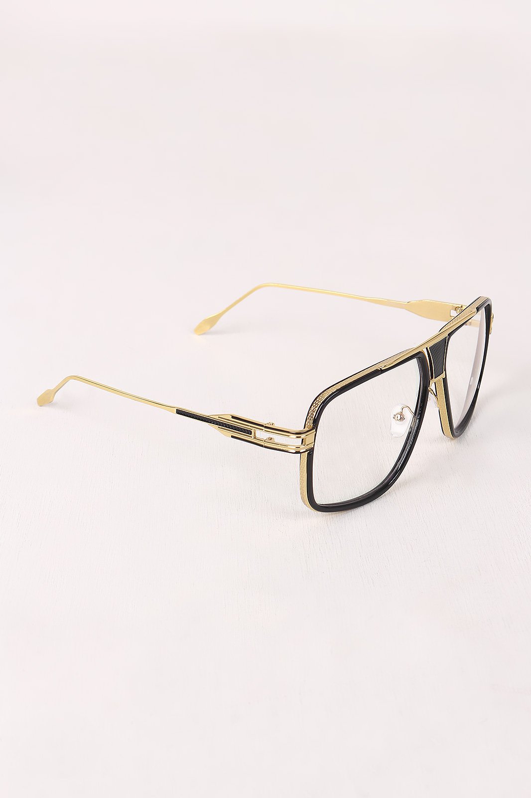 Two Tone Angular Clear Lens Glasses