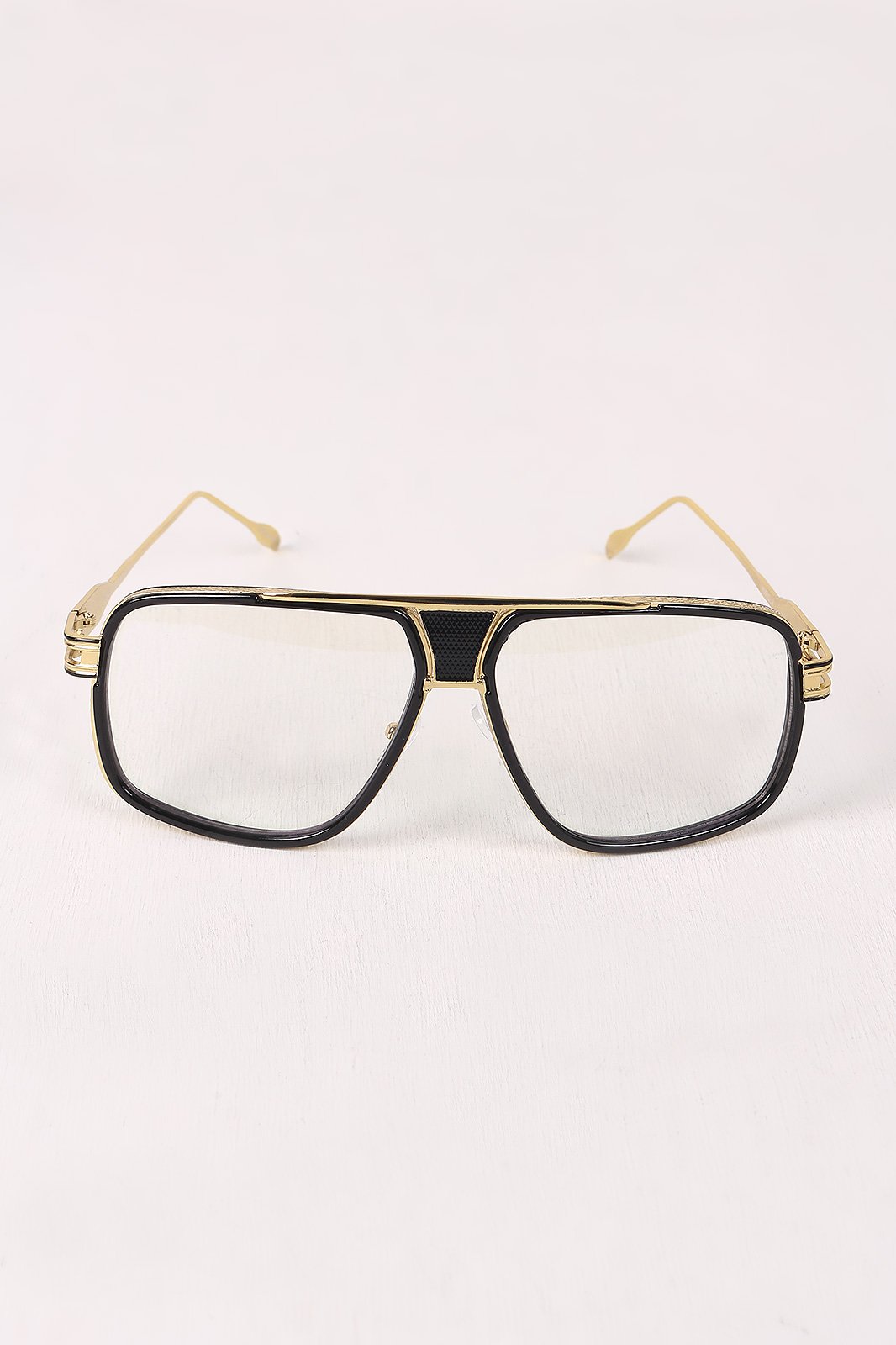 Two Tone Angular Clear Lens Glasses