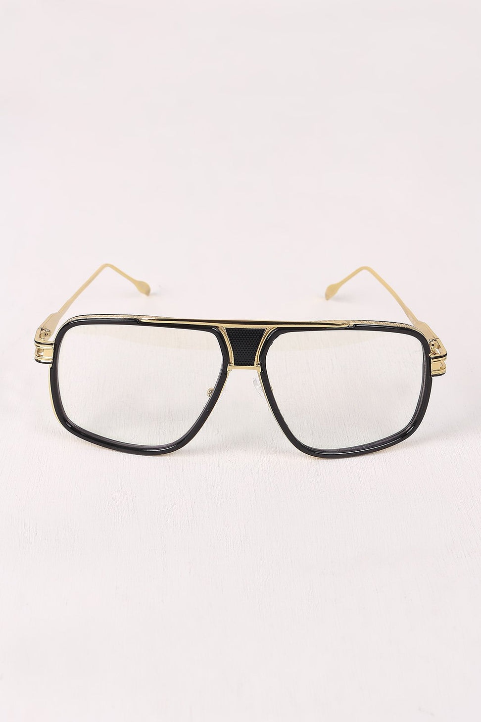 Two Tone Angular Clear Lens Glasses
