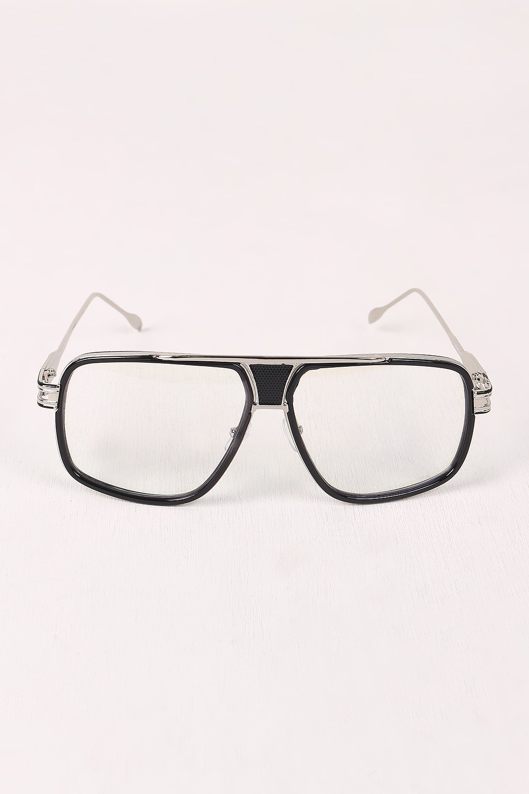 Two Tone Angular Clear Lens Glasses