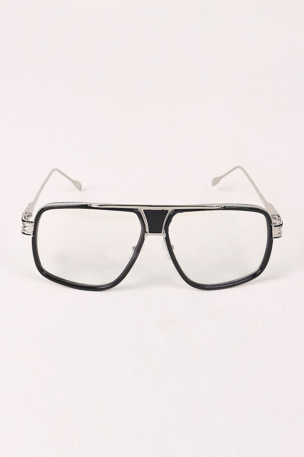 Two Tone Angular Clear Lens Glasses
