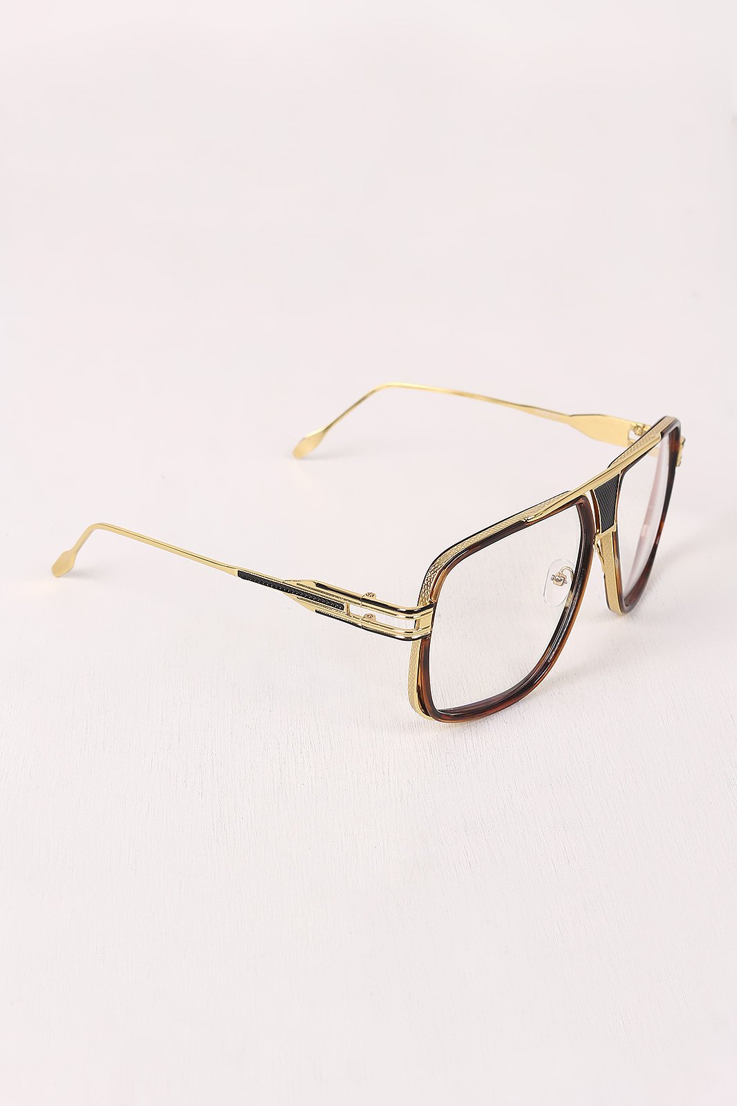 Two Tone Angular Clear Lens Glasses