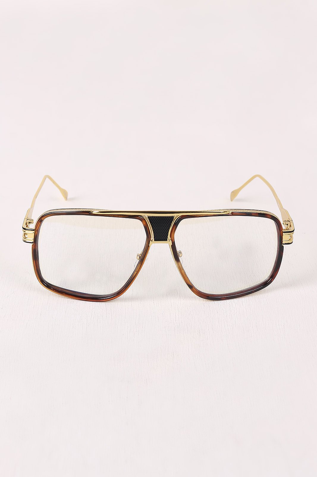 Two Tone Angular Clear Lens Glasses