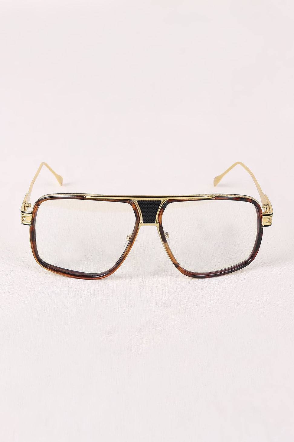 Two Tone Angular Clear Lens Glasses