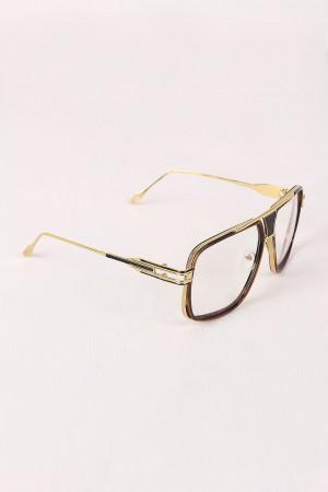 Two Tone Angular Clear Lens Glasses