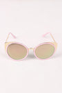 Mirrored Oval Metallic Cat Eye Sunglasses