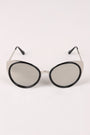 Mirrored Oval Metallic Cat Eye Sunglasses
