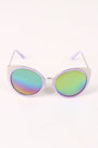 Mirrored Oval Metallic Cat Eye Sunglasses